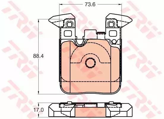 Klocki hamulcowe tył BMW 1 2 3 4 11- BREMBO 73,5x94,5x16,7 TRW GDB2028