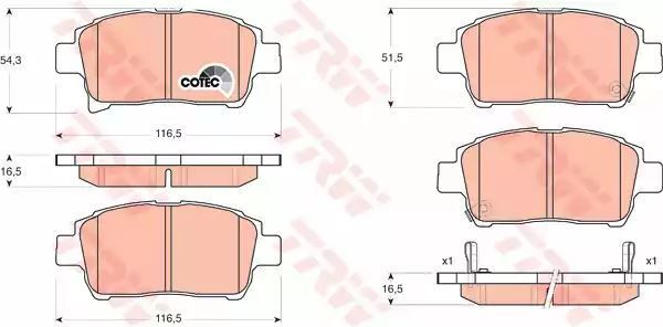 Klocki hamulcowe przód Toyota COROLLA YARIS TRW GDB3317