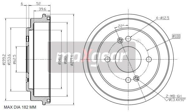 BĘBEN HAMULCOWY KIA PICANTO 1,0 1,1 04- MaXgear 19-3203