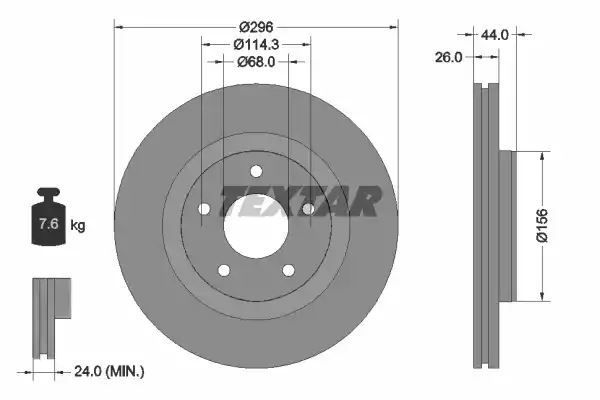 Tarcza hamulcowa przód Nissan JUKE PULSAR 1,6 10- 296x26 Textar 92285905