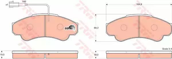 Klocki hamulcowe przód Fiat DUCATO 02- z czujnikiem TRW GDB1518