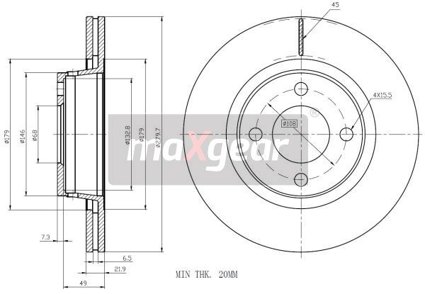 TARCZA HAMULCOWA PRZÓD VW AUDI 80 1,6- Z POWŁOKĄ ANTYKOROZYJNĄ MaXgear 19-1007MAX