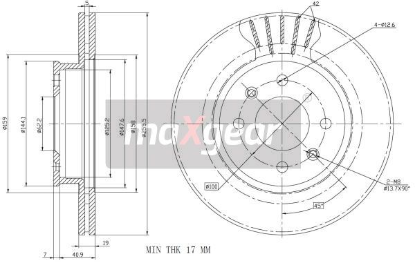 TARCZA HAMULCOWA PRZÓD HYUNDAI GETZ Z POWŁOKĄ ANTYKOROZYJNĄ MaXgear 19-1861MAX