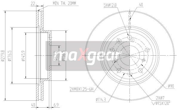 TARCZA HAMULCOWA PRZÓD SUZUKI SX4 06- SEDICI WGRY Z POWŁOKĄ ANTYKOROZYJNĄ MaXgear 19-2003MAX