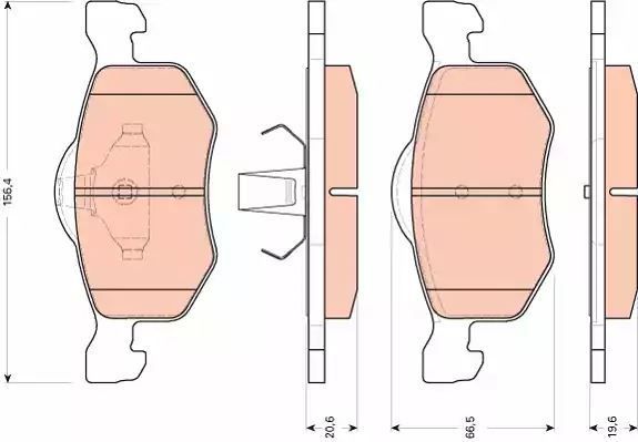 Klocki hamulcowe przód Ford MAVERIC 2,0-3,0 V6 01-  156,4x66,5x19,6 20,6 ATE TRW GDB1753