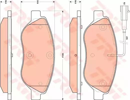 Klocki hamulcowe przód Fiat STILO 1,9JTD 2,4 BRAVO 07- z czujnikiem TRW GDB1855