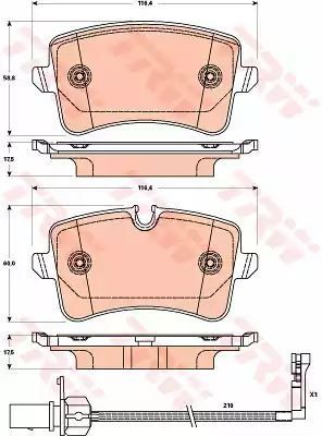 Klocki hamulcowe tył A6 A7 11- TARCZA 330MM 2 CZUJNIKI TRW GDB1902