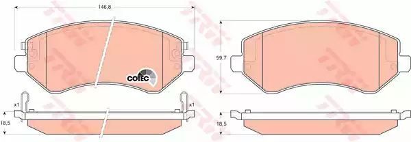 Klocki hamulcowe przód Chrysler VOYAGER 00- CHEROKEE TRW GDB4126