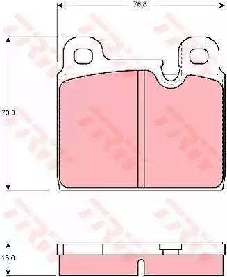 Klocki hamulcowe przód Porsche 911 2,2-3,2 69-89 76,8x70x15 ATE TRW GDB918