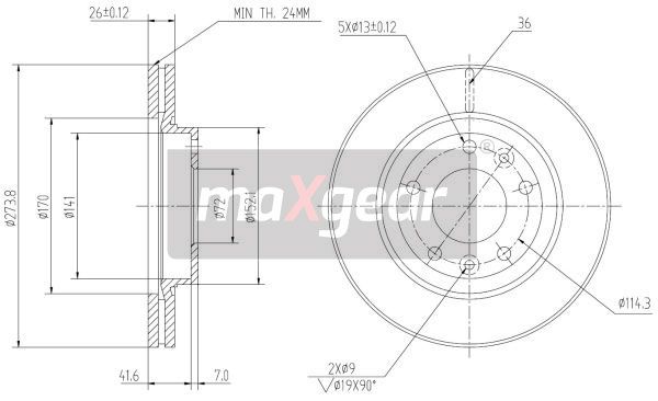 TARCZA HAMULCOWA PRZÓD KIA CARNIVAL MaXgear 19-3188