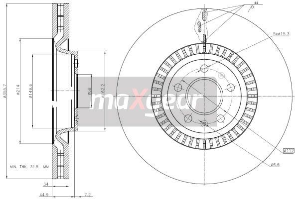 TARCZA HAMULCOWA PRZÓD A6 09- 356X34 MaXgear 19-3210