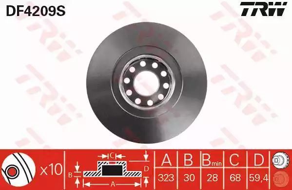 Tarcza hamulcowa przód A6 A8 TRW DF4209S