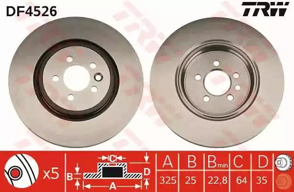 Tarcza hamulcowa przód MG MG ZT 01-05 TRW DF4526