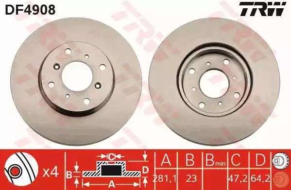 Tarcza hamulcowa przód Honda PRELUDE TRW DF4908