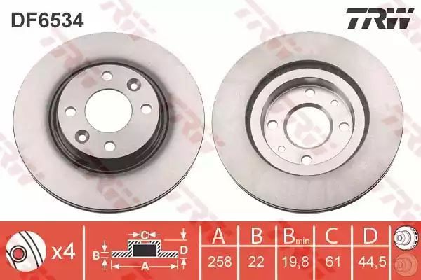 Tarcza hamulcowa przód Renault CLIO 12- Dacia LOGAN SANDERO 12- TRW DF6534
