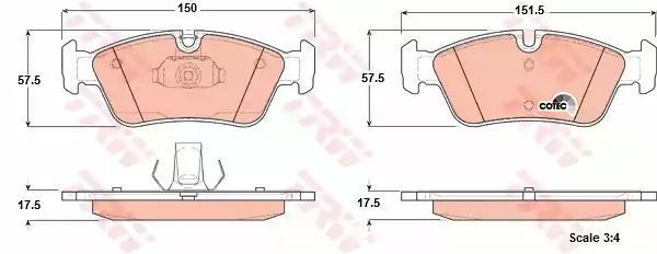 Klocki hamulcowe przód BMW E36 316-325 09 90-2000 TRW GDB1348