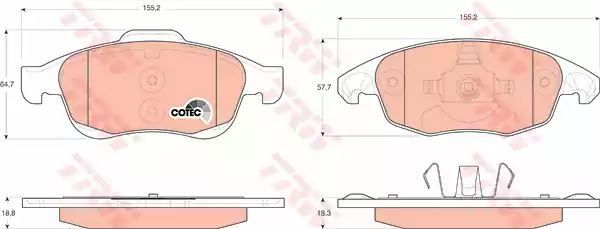 Klocki hamulcowe przód Citroen BERLINGO 08- C4 DS4 DS5 5008 TRW GDB1690