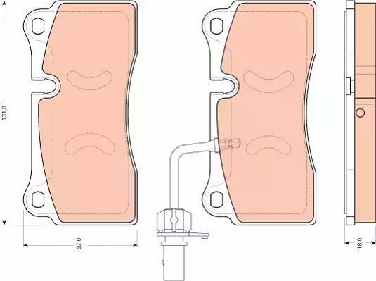 Klocki hamulcowe tył Audi R8 4,2-5,2 QUATTRO 07- 131,8x67x18 z czujnikiem TRW GDB1731