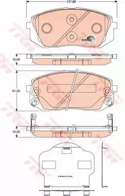 Klocki hamulcowe przód KIA CARENS SPORTAGE 1,6-2,0 CRDI 4WD 04- TRW GDB3461