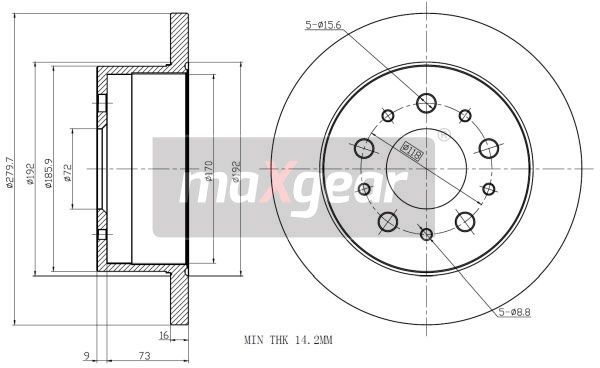 TARCZA HAMULCOWA TYŁ FIAT DUCATO 02- 10/14 Z POWŁOKĄ ANTYKOROZYJNĄ MaXgear 19-0993MAX