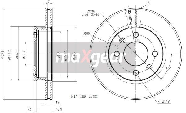 TARCZA HAMULCOWA PRZÓD HYUNDAI GETZ Z POWŁOKĄ ANTYKOROZYJNĄ MaXgear 19-1862MAX