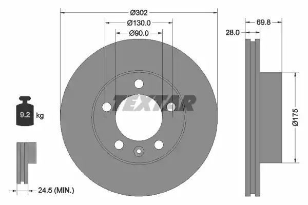 Tarcza hamulcowa przód Renault MASTER 2,3 DCI 10- 302x28 Textar 92228603
