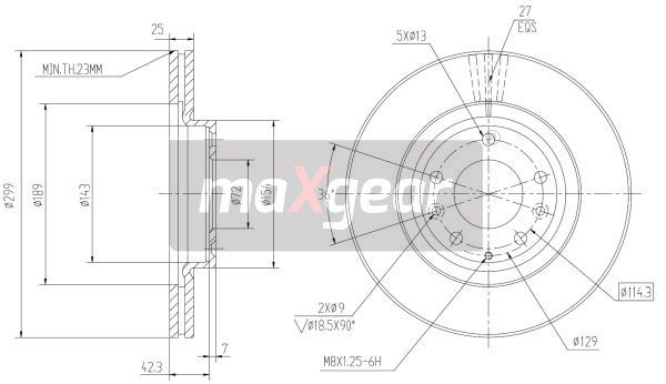 TARCZA HAMULCOWA PRZÓD MAZDA 6 08- Z POWŁOKĄ ANTYKOROZYJNĄ MaXgear 19-1859MAX