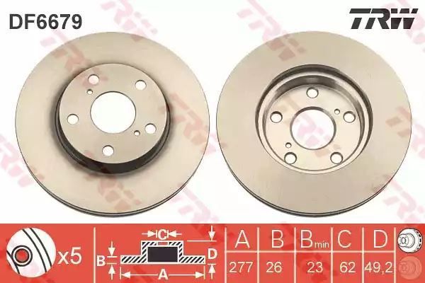 Tarcza hamulcowa przód Toyota AURIS COROLLA 1,3-1,8 12- TRW DF6679