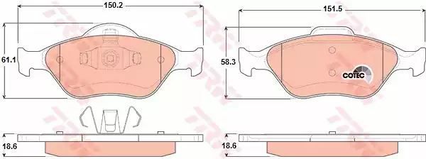 Klocki hamulcowe przód Ford FUSION 02- TRW GDB1419