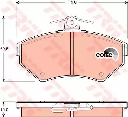 Klocki hamulcowe przód POLO CADDY IBIZA CORSADOBA VENTO GOLF 3 TRW GDB1437