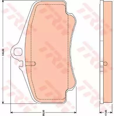 Klocki hamulcowe przód Porsche 911 3,6 GT3 99-05 140x88,5x17 BREMBO TRW GDB1777