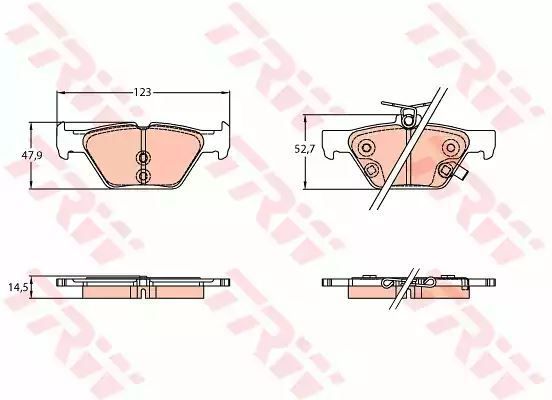 Klocki hamulcowe tył Subaru OUTBACK 2,0D 2,5-3,6 14- z czujnikiem 123x47,9x14,5 TRW GDB3639