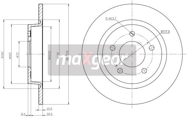 TARCZA HAMULCOWA TYŁ MAZDA 3 5 Z POWŁOKĄ ANTYKOROZYJNĄ MaXgear 19-1206MAX