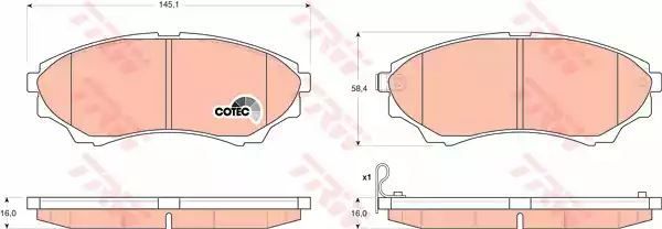 Klocki hamulcowe przód Ford RANGER 2,5-3,0 TDCI 4X4 06- TRW GDB3403