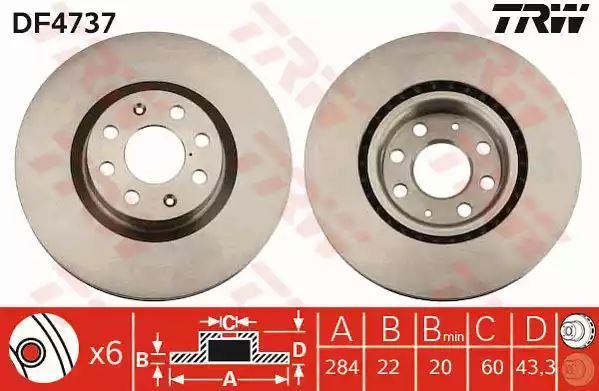 Tarcza hamulcowa przód Fiat GRANDE PUN TRW DF4737