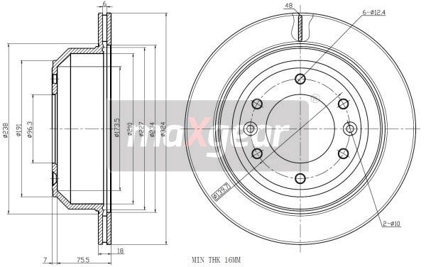 TARCZA HAMULCOWA TYŁ HYUNDAI H-1 08- MaXgear 19-3190