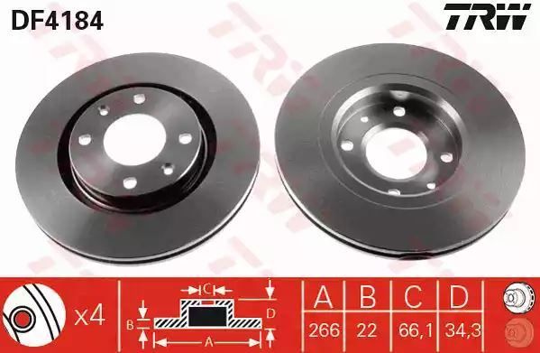 Tarcza hamulcowa przód Citroen BERLINGO TRW DF4184