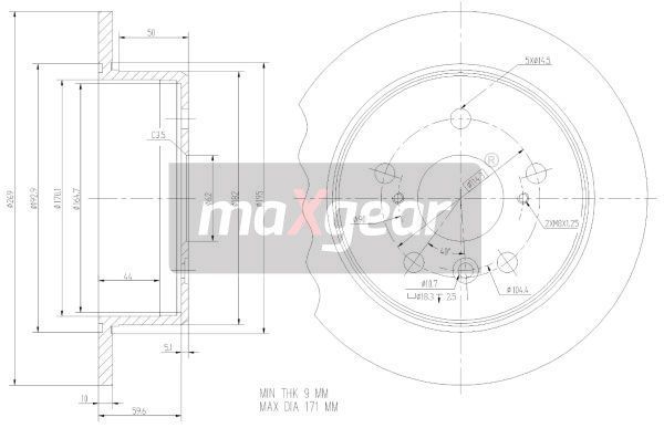 TARCZA HAMULCOWA TYŁ TOYOTA CAMRY MaXgear 19-2347