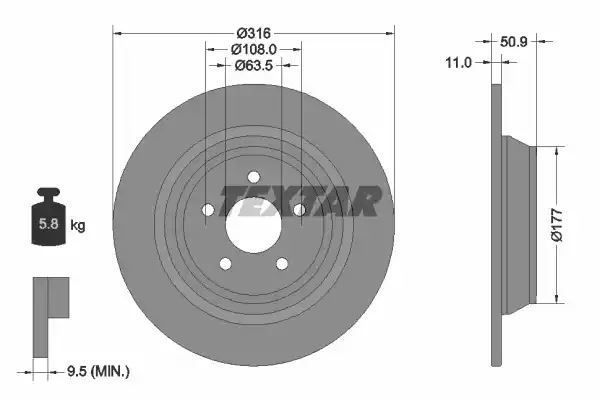 TARCZA HAM. FORD T. KUGA 1,5-2,0 TDCI 13- Textar 92292503