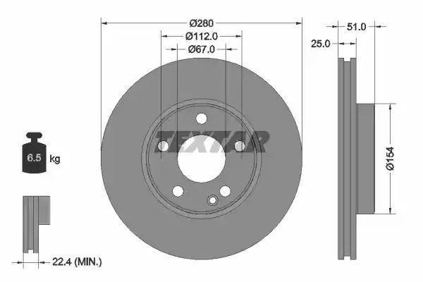 TARCZA HAM. DB P. W176/W246 11- Textar 92257005
