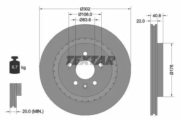 TARCZA HAM. VOLVO T. S60/S80/V60/V70/XC70 06- Textar 92168305