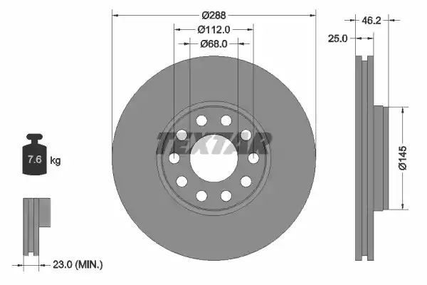 TARCZA HAM. SKODA P. SUPERB 1,8-2,0 01-05 Textar 92121005
