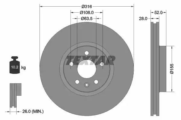 TARCZA HAM. VOLVO P. S60/S80/V60/V70/XC70 06-18 Textar 92162305