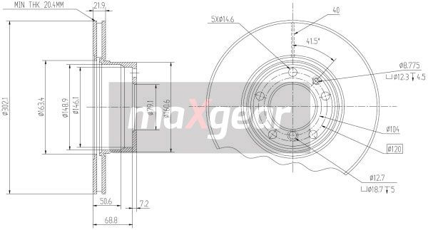 TARCZA HAMULCOWA PRZÓD BMW E34 88-96 302X22 wentylowana MaXgear 19-0689