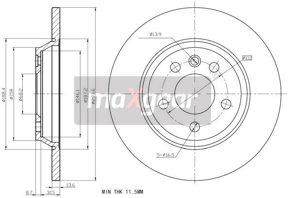 TARCZA HAMULCOWA TYŁ VW T4 96- MaXgear 19-1218