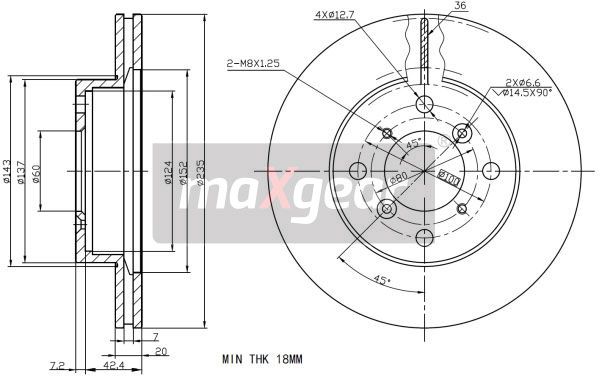 TARCZA HAMULCOWA PRZÓD SUZUKI BALENO -02 MaXgear 19-2284