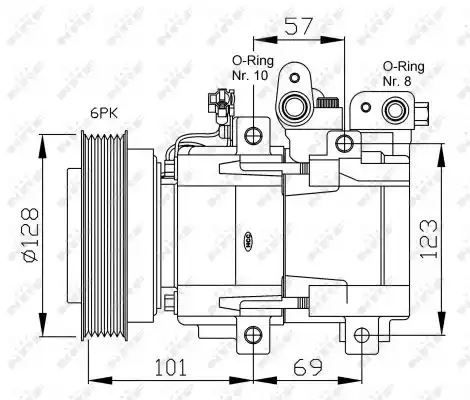 KOMPRESOR KLIMATYZACJI HYUNDAI SANTA FE 00-05 HS-18 ŚREDNICA KOŁA 128MM NRF 32204G