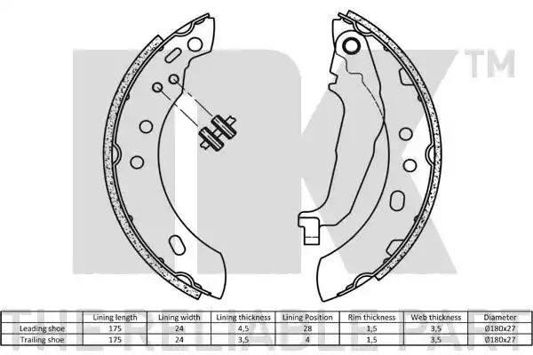 Szczęki hamulcowe Nissan MICRA 93-98 NK Autoparts 2722543