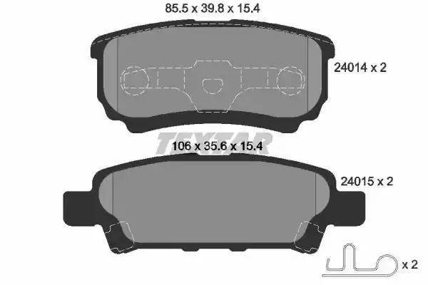 Klocki hamulcowe tył Mitsubishi OUTLANDER 03- LANCER 08- JEEP Textar 2401401