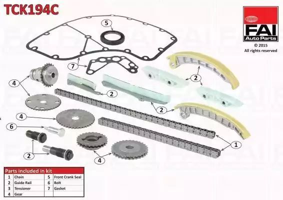 ZESTAW ŁAŃCUCHA ROZRZĄDU FIAT/PEUGEOT DUCATO / BOXER 3. 0 HDI (06- ) GÓRA I DÓŁ FAI Auto Parts TCK194C